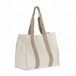Grote, gerecyclede shopper met plooi, ecume / hemp — productfoto 6