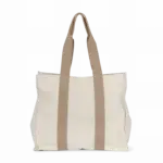 Grote, gerecyclede shopper met plooi, ecume / hemp — productfoto 7