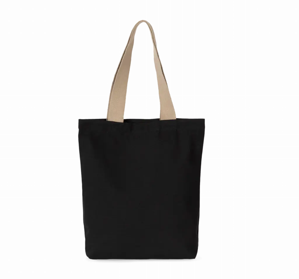 Gerecyclede shopper met platte bodem, black night / hemp — productfoto 5