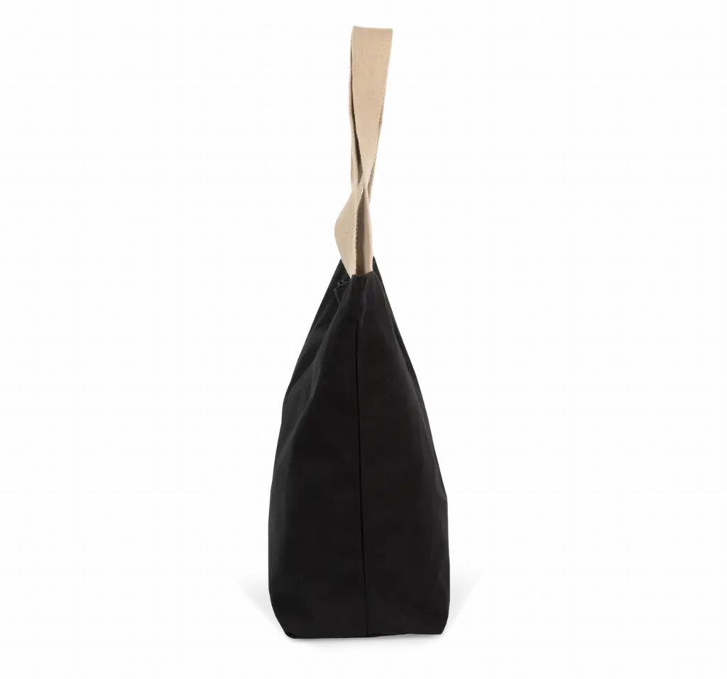 PS_KI5204-S_BLACKNIGHT-HEMP - Katoenendraagtassen Grote, gerecyclede shopper met platte bodem, black night / hemp — productfoto 5