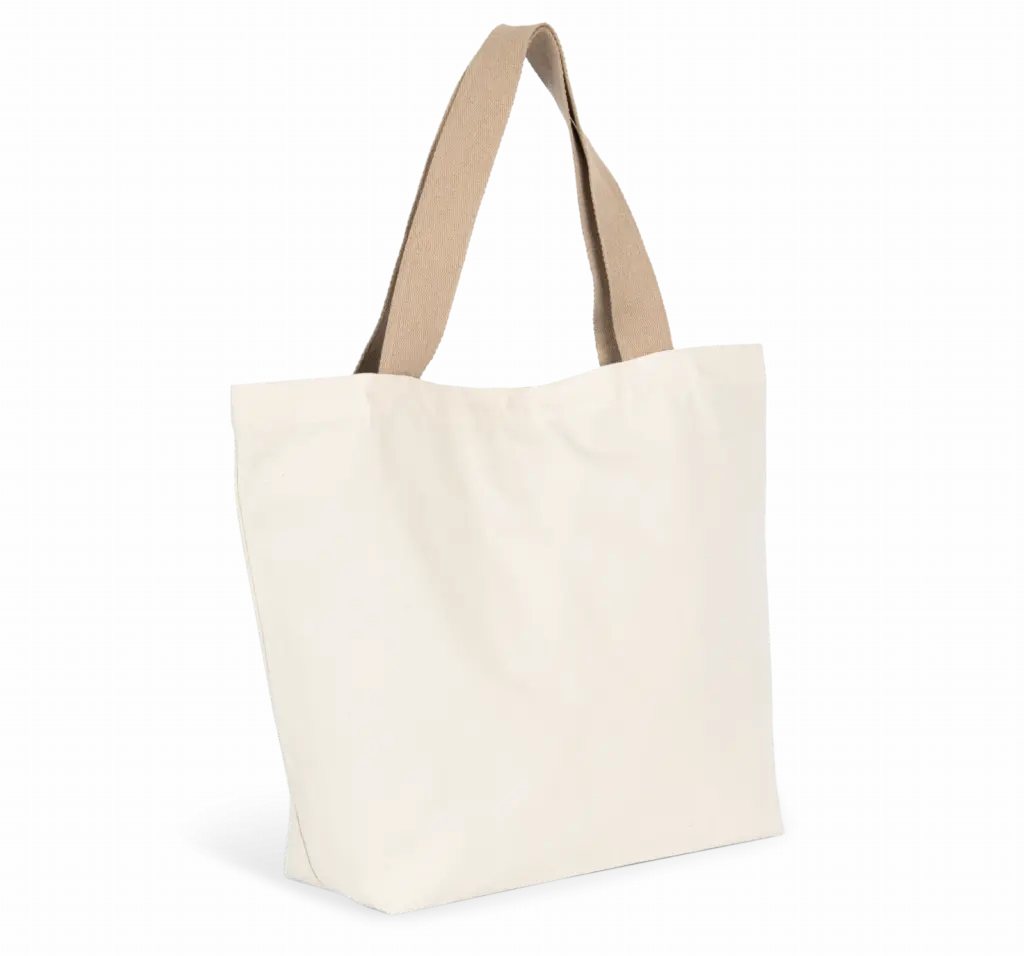 PS_KI5204-FS_ECUME-HEMP - Katoenendraagtassen Grote, gerecyclede shopper met platte bodem, ecume / hemp — productfoto 6