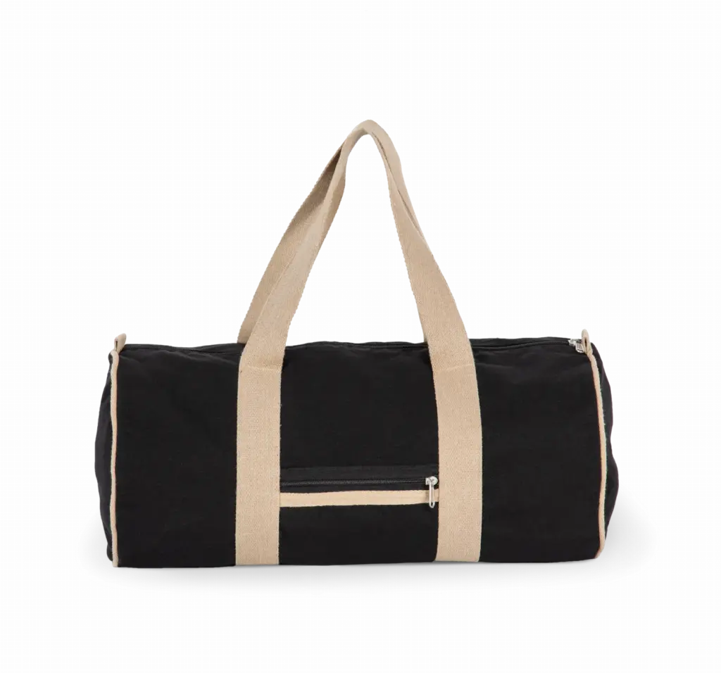 PS_KI5601_BLACKNIGHT-HEMP - Katoenendraagtassen Gerecyclede duffeltas, black night / hemp — productfoto 7