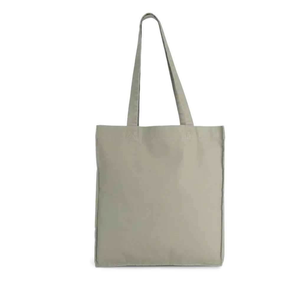 Totebag met bodem en ruimteplooi, washed green clay — productfoto 7