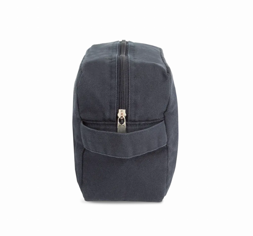 Toilettas van biologisch katoen., washed navy — productfoto 8