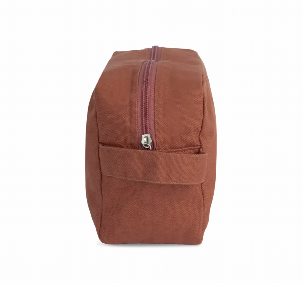 Toilettas van biologisch katoen., washed pink ochre — productfoto 9
