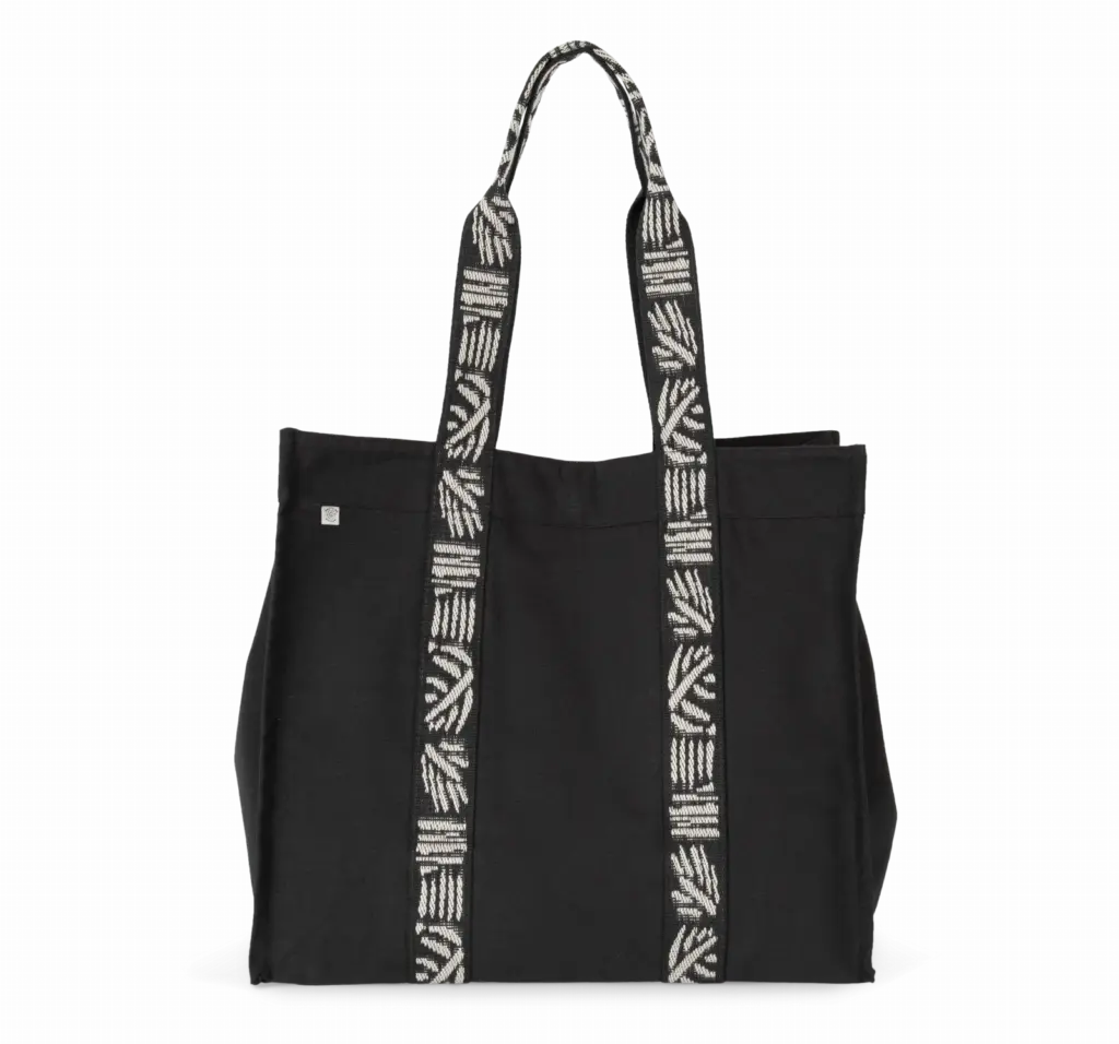 Grote gerecyclede shopper met neep, black night / nippon ecru — productfoto 5