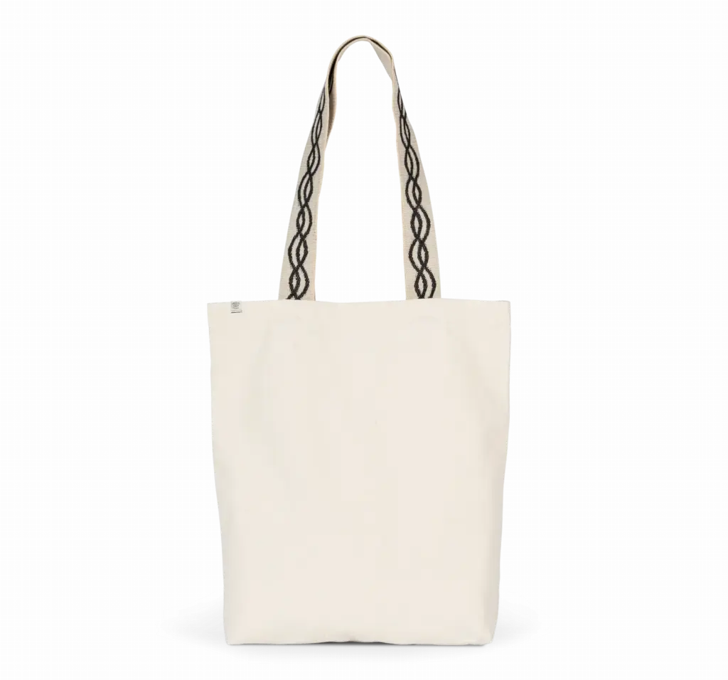Gerecyclede shopper met platte bodem, ecume / curve black — productfoto 2