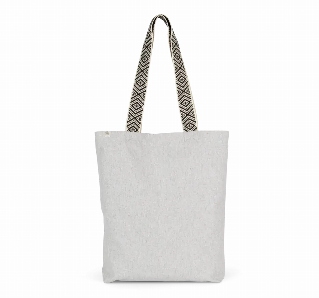 PS_KINS117_PEBBLEGREY-ETHNICBLACK - Katoenendraagtassen Gerecyclede shopper, pebble grey / ethnic black — productfoto 8