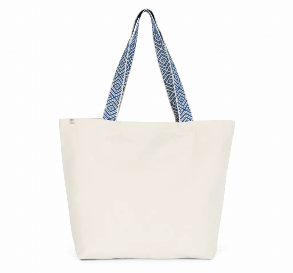 PS_KINS118_ECUME-ETHNICBLUE - Hidalgo-werbeartikel Grote gerecyclede shopper, ecume / ethnic blue — productfoto 6