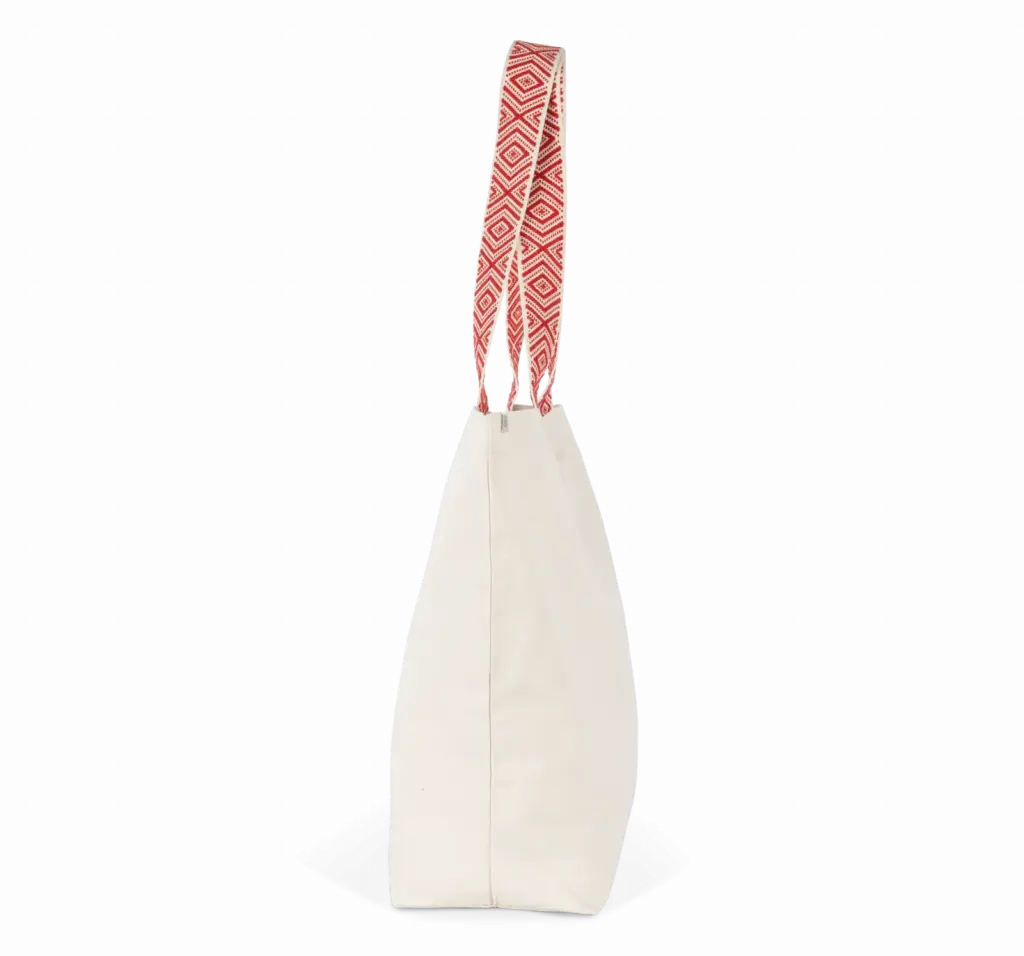 PS_KINS118-S_ECUME-ETHNICRED - Hidalgo-werbeartikel Grote gerecyclede shopper, ecume / ethnic red — productfoto 7