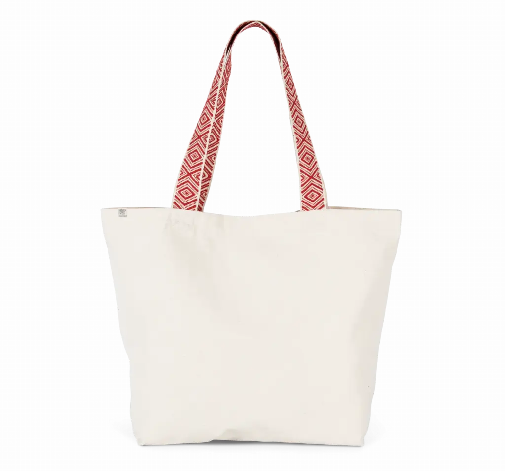 Grote gerecyclede shopper, ecume / ethnic red — productfoto 8