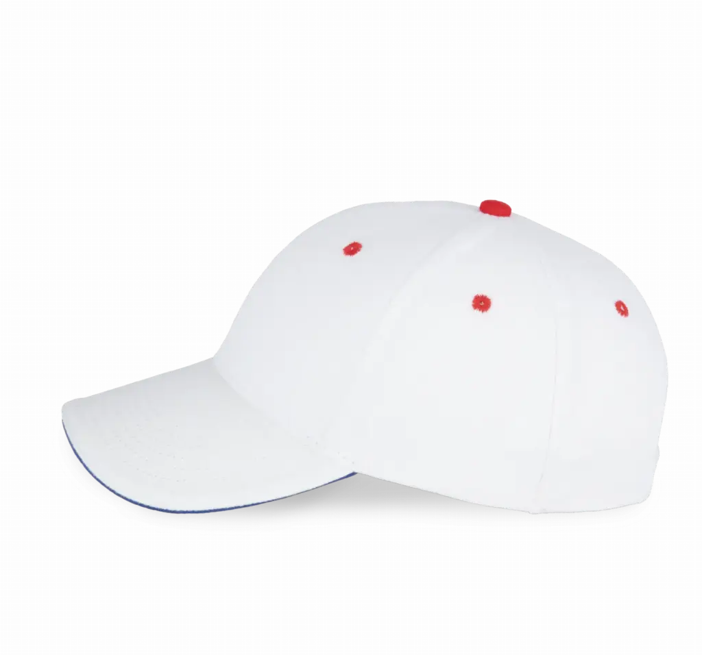 PS_KP011-S_WHITE-ROYALBLUE-RED - Hidalgo-werbeartikel Orlando - Pet 6 Panelen, white / royal blue / red — productfoto 63