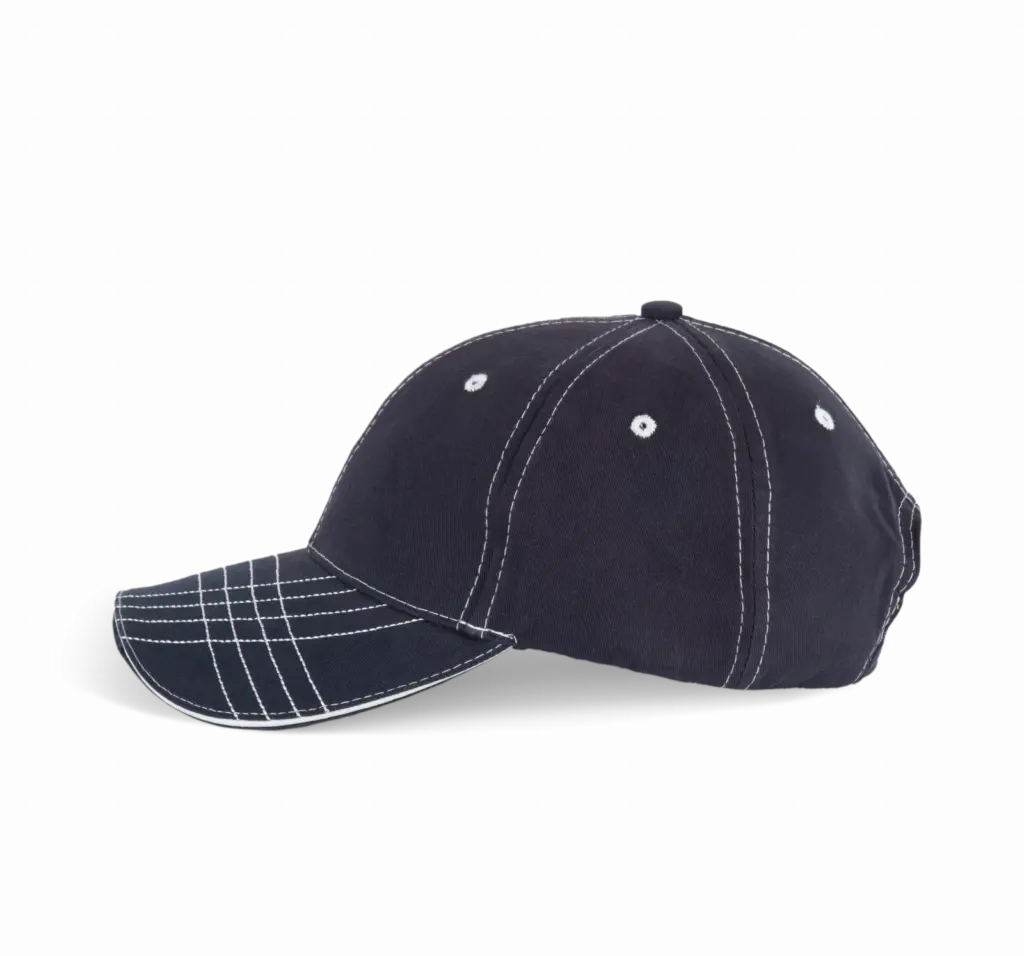 PS_KP109-S_NAVY-WHITE - Hidalgo-werbeartikel Modieuze Pet Met 6 Segmenten, navy / white — productfoto 6