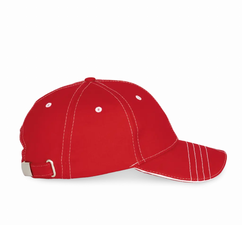PS_KP109-S_RED-WHITE - Hidalgo-werbeartikel Modieuze Pet Met 6 Segmenten, red / white — productfoto 7