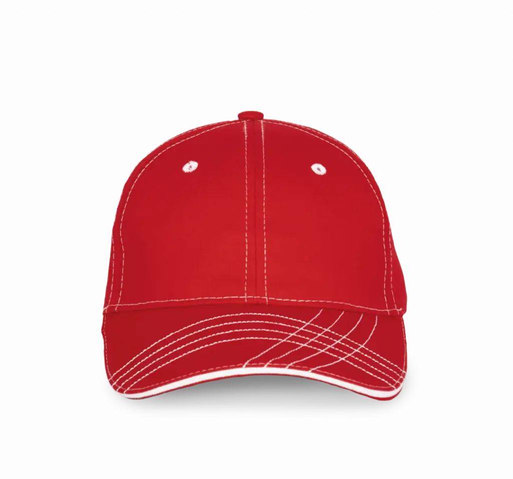 Modieuze Pet Met 6 Segmenten, red / white — productfoto 8