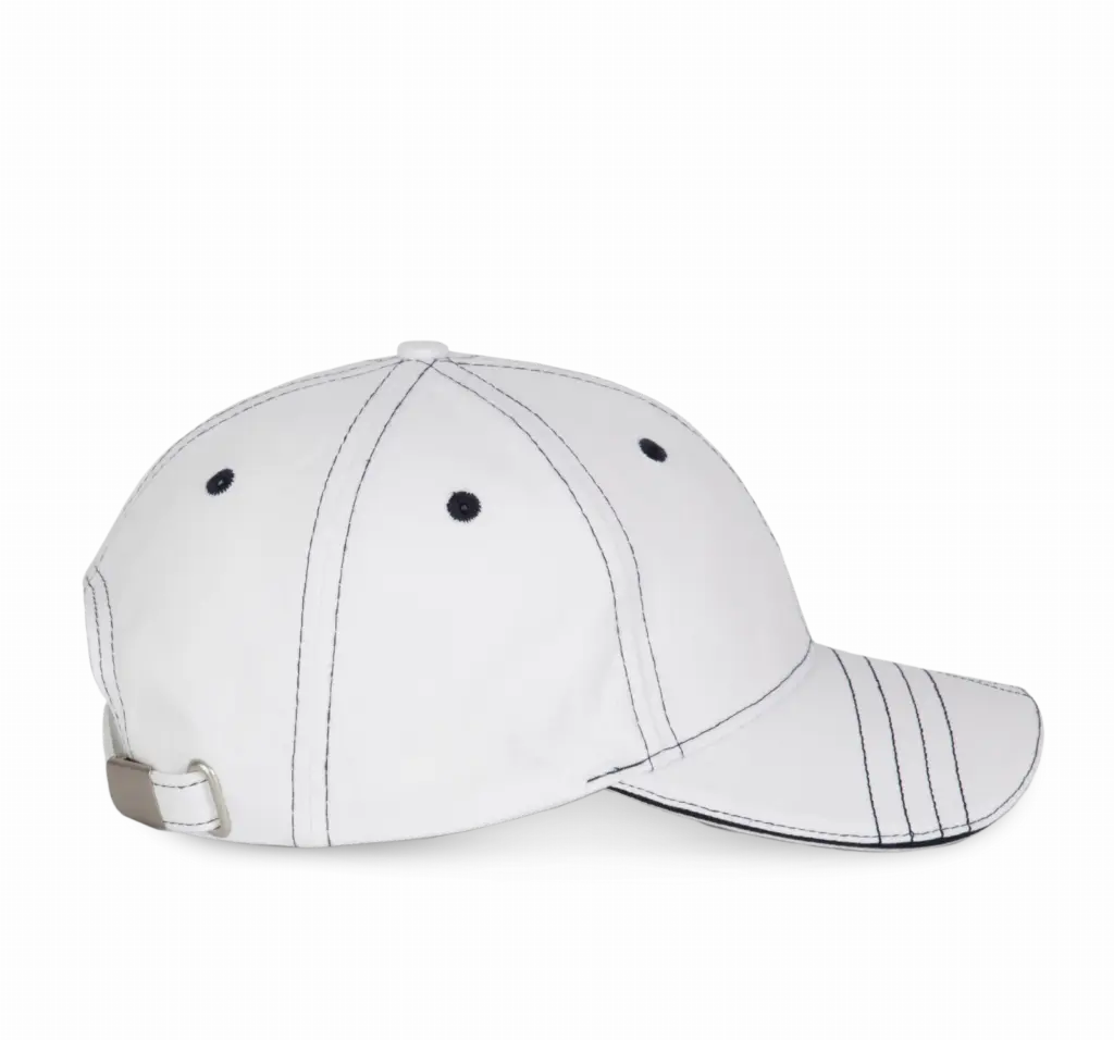 PS_KP109-S_WHITE-NAVY - Hidalgo-werbeartikel Modieuze Pet Met 6 Segmenten, white / navy — productfoto 8