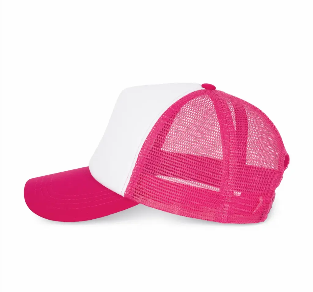PS_KP111-S_WHITE-FUCHSIA - Hidalgo-werbeartikel Trucker - Pet 5 panelen, white / fuchsia — productfoto 15
