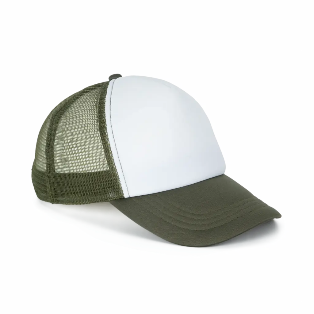 PS_KP111-FS_WHITE-GRAPELEAF - Hidalgo-werbeartikel Trucker - Pet 5 panelen, white / grape leaf — productfoto 16