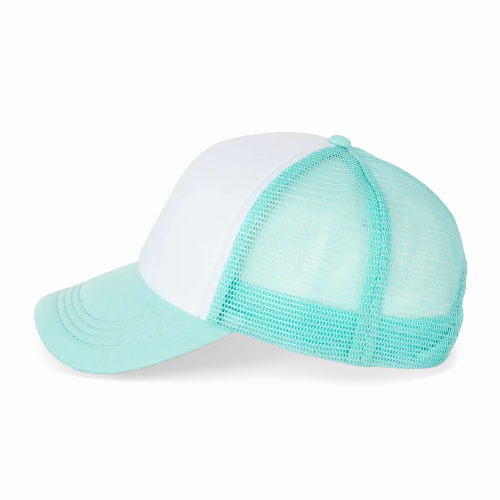 PS_KP111-S_WHITE-PASTELCYAN - Hidalgo-werbeartikel Trucker - Pet 5 panelen, white / pastel cyan — productfoto 19
