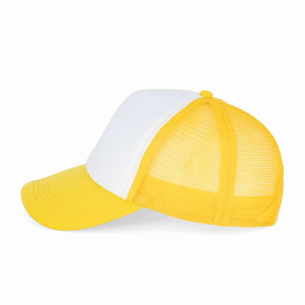 PS_KP111-S_WHITE-SOLARYELLOW - Hidalgo-werbeartikel Trucker - Pet 5 panelen, white / solar yellow — productfoto 23