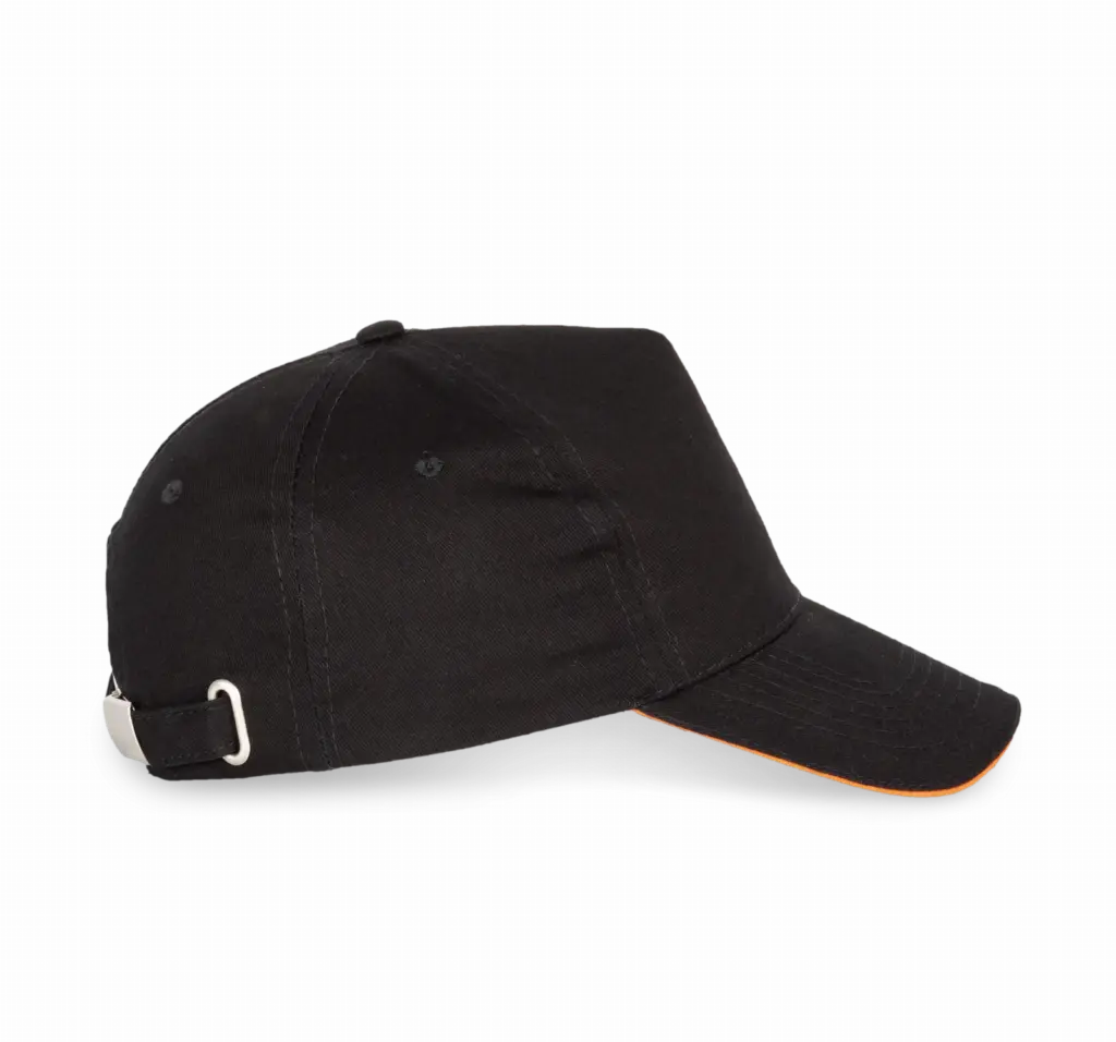 PS_KP124-S_BLACK-ORANGE - Hidalgo-werbeartikel Pet Met 5 Panelen En Contrasterende Bies, black / orange — productfoto 8