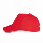 PS_KP124-S_RED-WHITE - Hidalgo-werbeartikel Pet Met 5 Panelen En Contrasterende Bies, red / white — productfoto 16