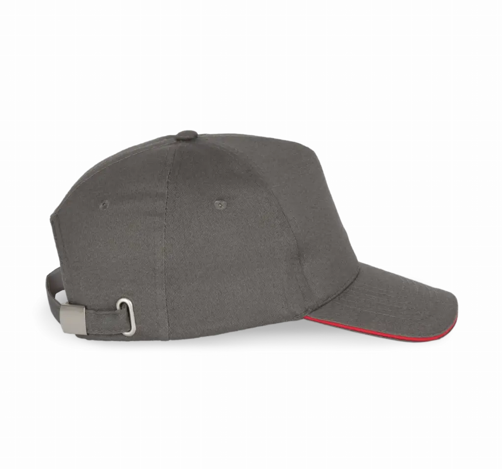 PS_KP124-S_SLATEGREY-RED - Hidalgo-werbeartikel Pet Met 5 Panelen En Contrasterende Bies, slate grey / red — productfoto 19