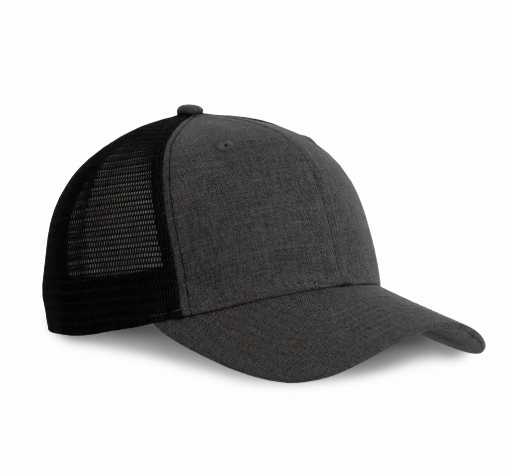 PS_KP142-FS_STEELGREYHEATHER-BLACK - Hidalgo-werbeartikel Urban Truckerpet - 6 panelen, steel grey heather / black — productfoto 8