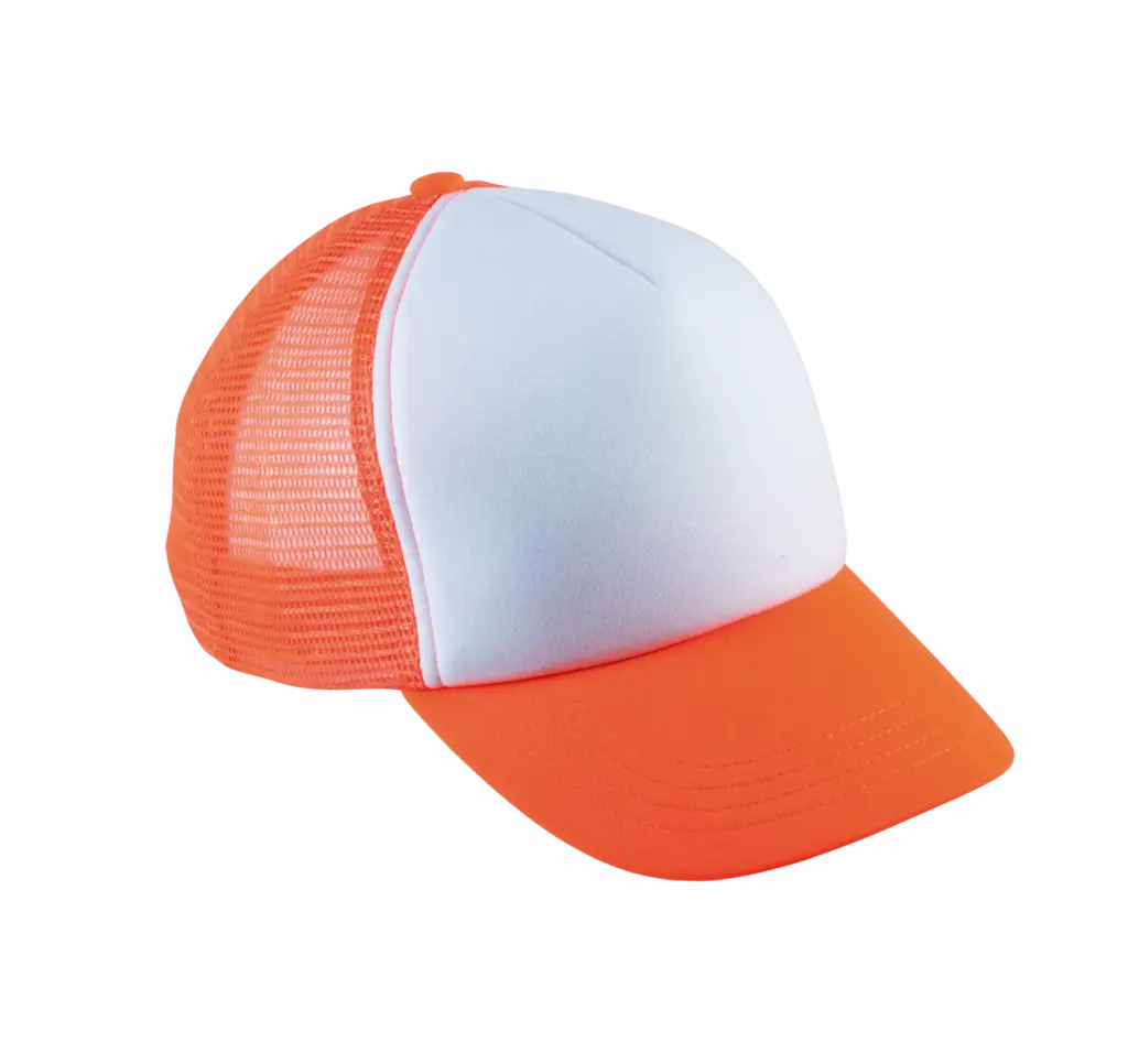 PS_KP143_WHITE-FLUORESCENTORANGE - Hidalgo-werbeartikel Kindertruckerpet - 5 Panelen, white / fluorescent orange — productfoto 12