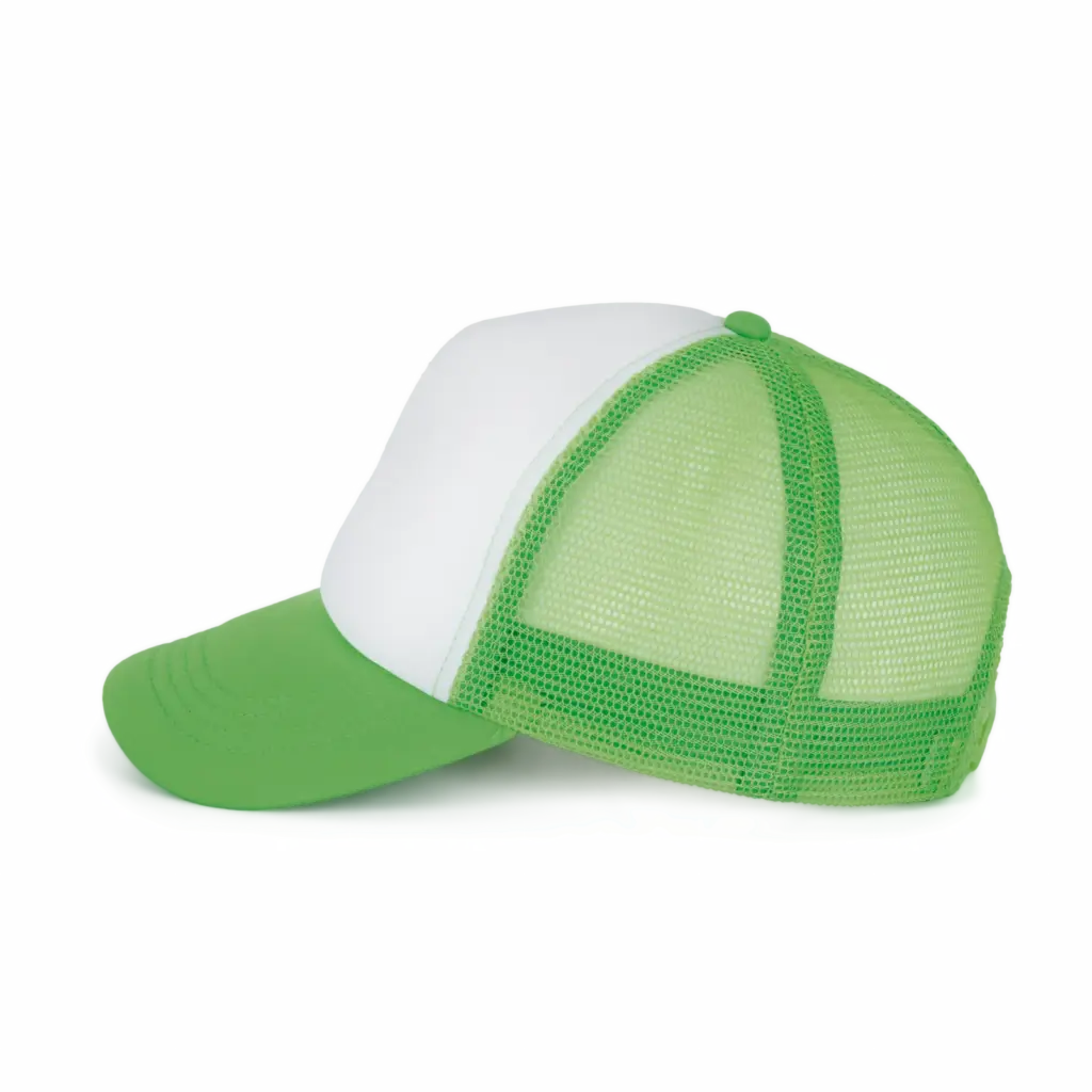 PS_KP143-S_WHITE-GREENFLASH - Hidalgo-werbeartikel Kindertruckerpet - 5 Panelen, white / green flash — productfoto 16