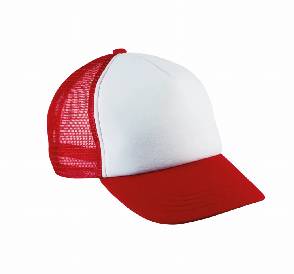 PS_KP143_WHITE-RED - Hidalgo-werbeartikel Kindertruckerpet - 5 Panelen, white / red — productfoto 20