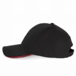 PS_KP153-S_BLACK-RED - Hidalgo-werbeartikel Pet Met 6 Panelen En Contrasterende Bies, black / red — productfoto 6