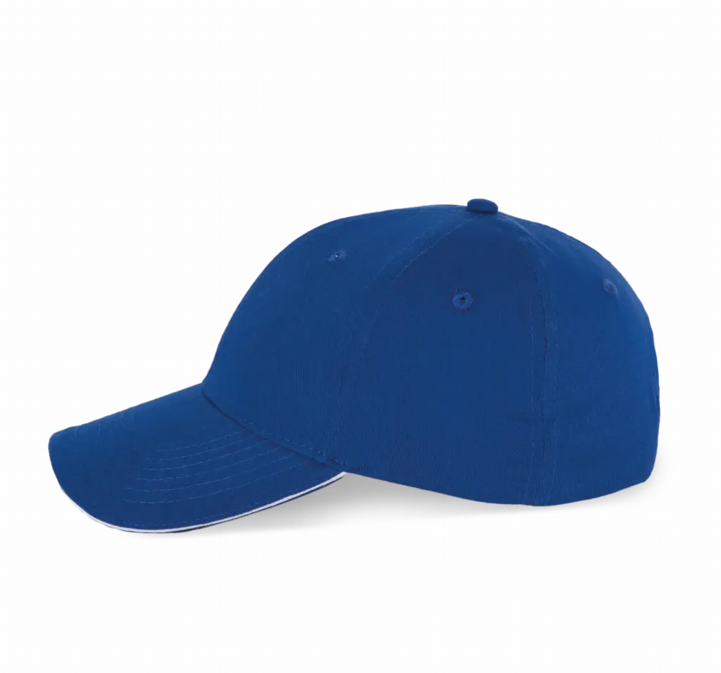 PS_KP153-S_ROYALBLUE-WHITE - Hidalgo-werbeartikel Pet Met 6 Panelen En Contrasterende Bies, royal blue / white — productfoto 14