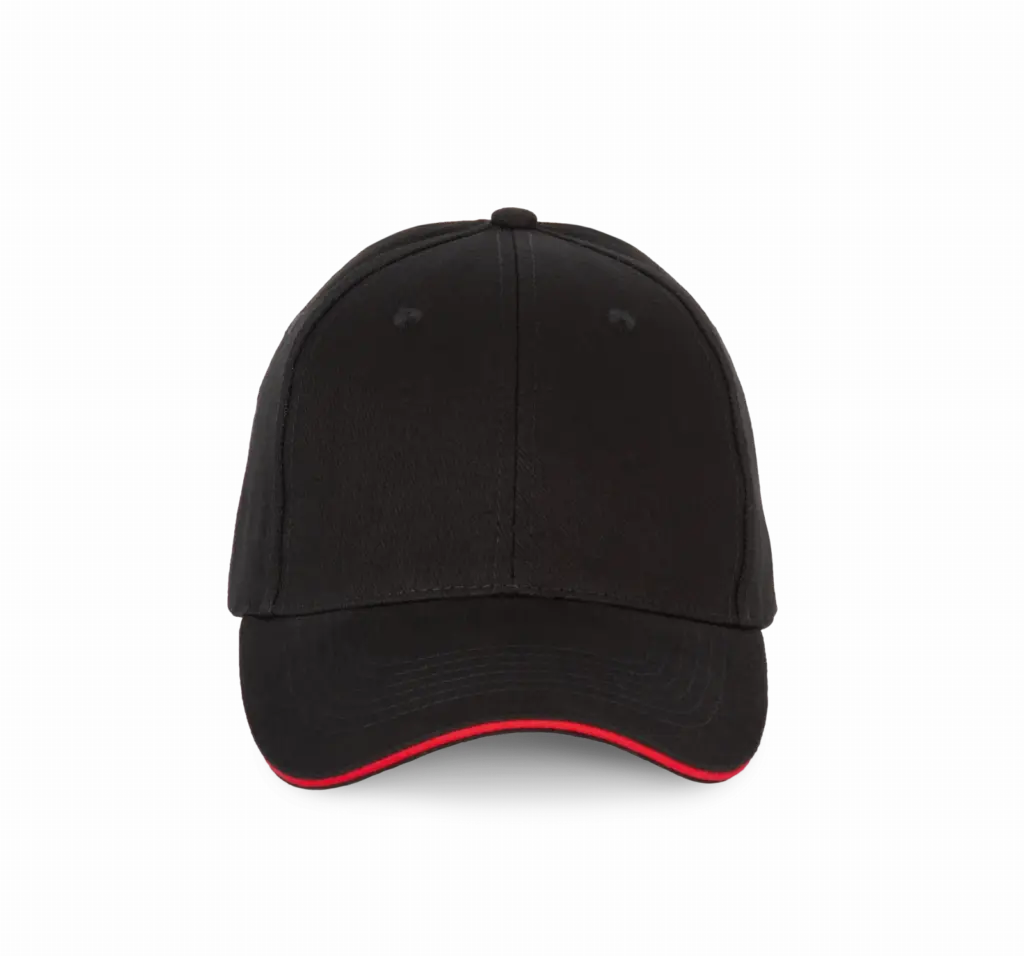 PS_KP185_BLACK-RED - Hidalgo-werbeartikel Pet met contrastbies - 6 panelen, black / red — productfoto 7
