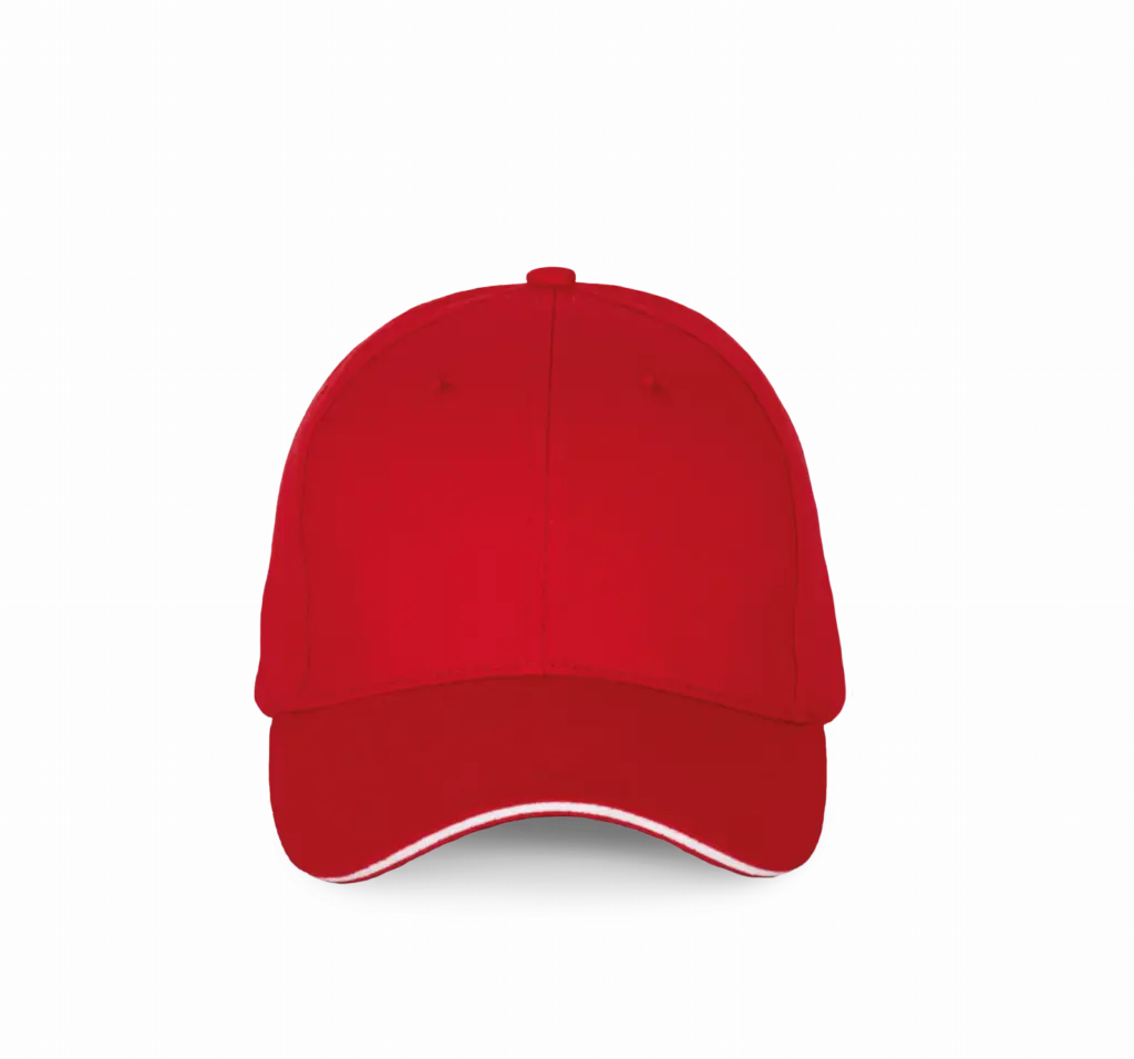 PS_KP185_RED-WHITE - Hidalgo-werbeartikel Pet met contrastbies - 6 panelen, red / white — productfoto 14