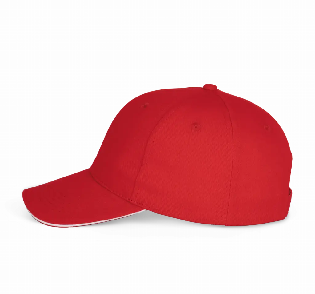 Baseballpet - 6 panelen, red / white — productfoto 13