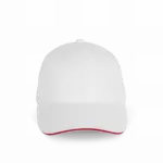 PS_KP198_WHITE-HIBISCUSRED - Hidalgo-werbeartikel Pet van biologisch katoen met contrasterende bies - 6 panelen, white / hibiscus red — productfoto 16