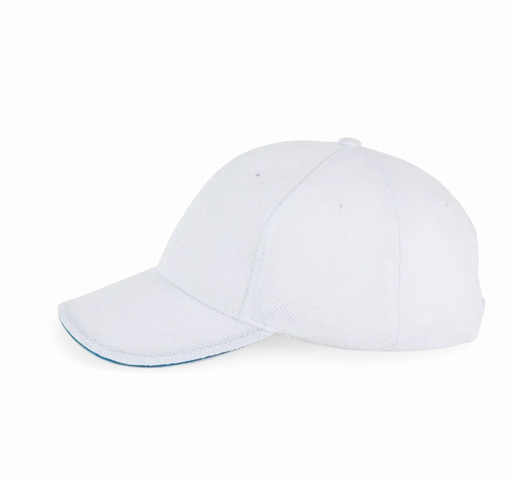 PS_KP207-S_WHITE-AQUABLUE - Hidalgo-werbeartikel Sportpet Met 6 Panelen, white / aqua blue — productfoto 9