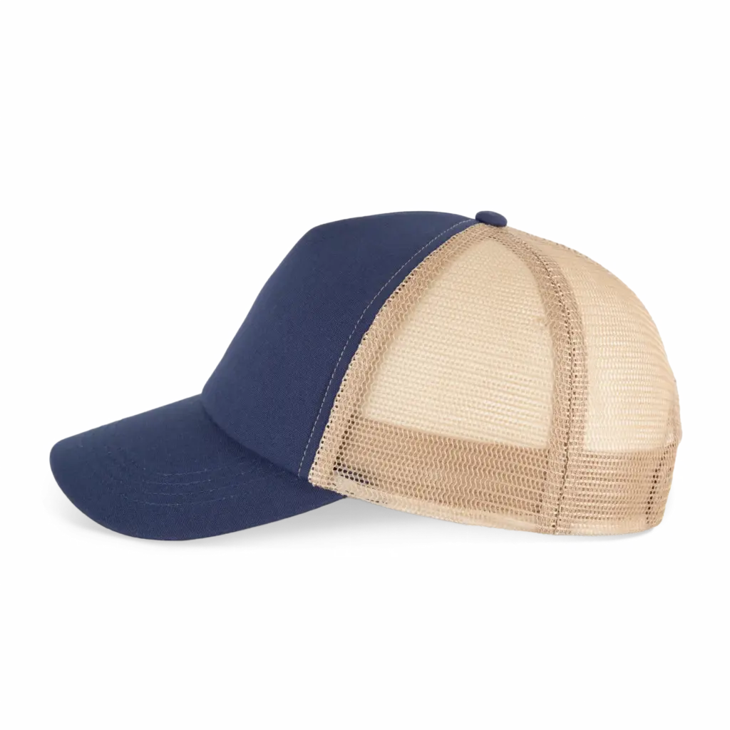 PS_KP240-S_MOODINDIGO-BEIGESAND - Hidalgo-werbeartikel Truckerpet met 5 panelen van canvaskatoen - K-up Gold Label, mood indigo / beige sand — productfoto 8
