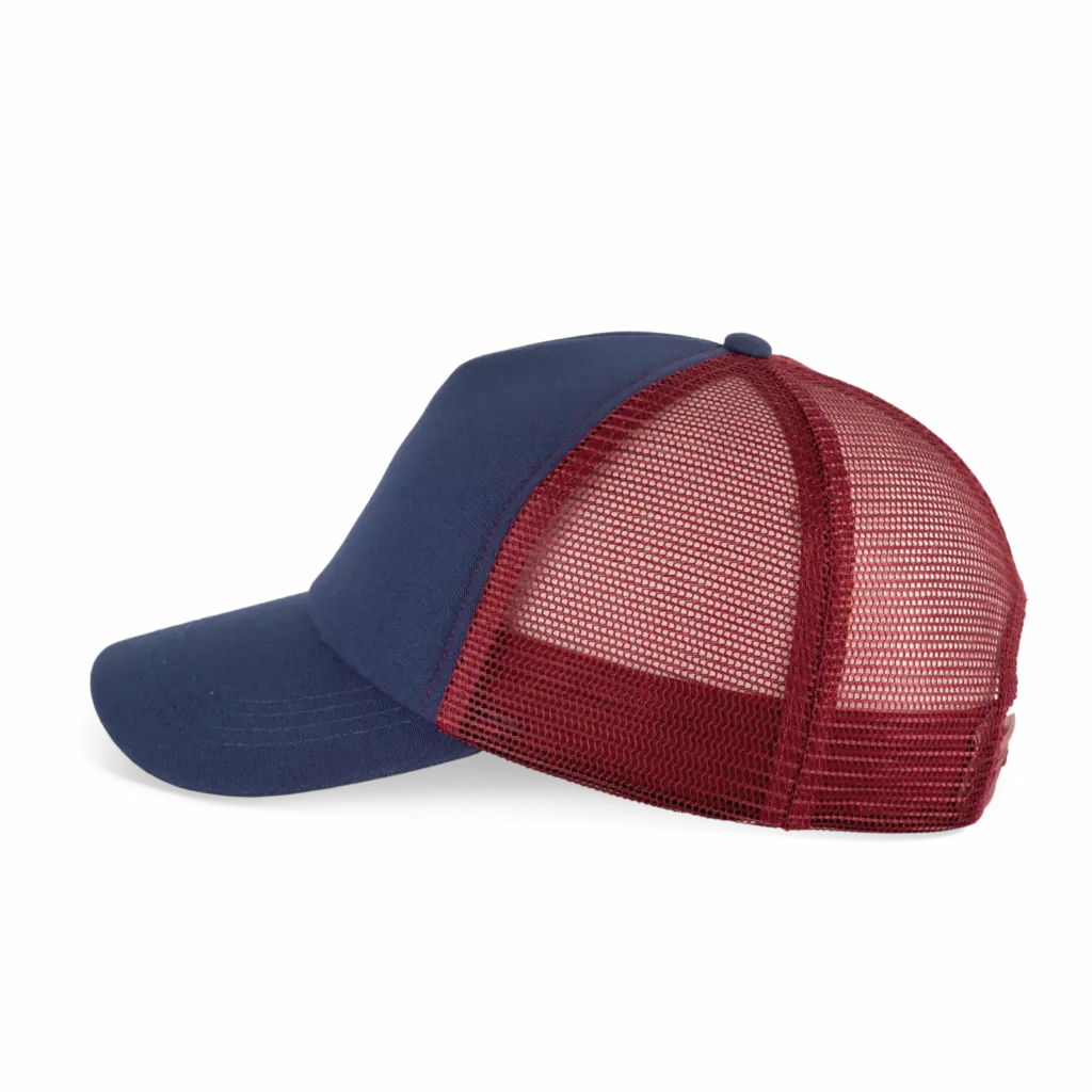 PS_KP240-S_MOODINDIGO-CABERNETWINE - Hidalgo-werbeartikel Truckerpet met 5 panelen van canvaskatoen - K-up Gold Label, mood indigo / cabernet wine — productfoto 9