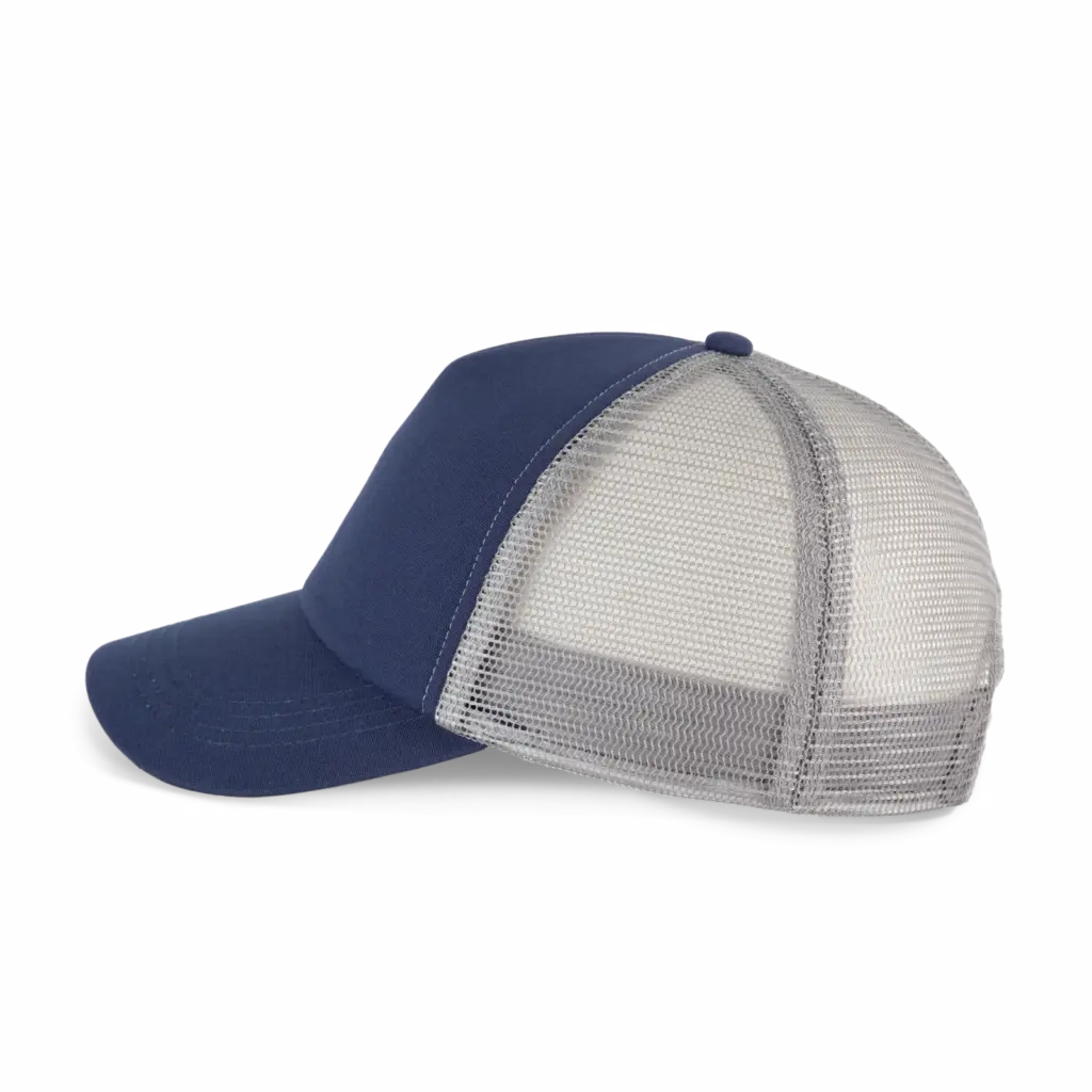 PS_KP240-S_MOODINDIGO-FROSTGREY - Hidalgo-werbeartikel Truckerpet met 5 panelen van canvaskatoen - K-up Gold Label, mood indigo / frost grey — productfoto 10
