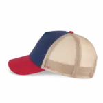 PS_KP240-S_MOODINDIGO-LIGHTSCARLETRED-BEIGESAND - Hidalgo-werbeartikel Truckerpet met 5 panelen van canvaskatoen - K-up Gold Label, mood indigo / light scarlet red / beige sand — productfoto 11