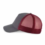 PS_KP240-S_SHARKGREY-CABERNETWINE - Hidalgo-werbeartikel Truckerpet met 5 panelen van canvaskatoen - K-up Gold Label, shark grey / cabernet wine — productfoto 13