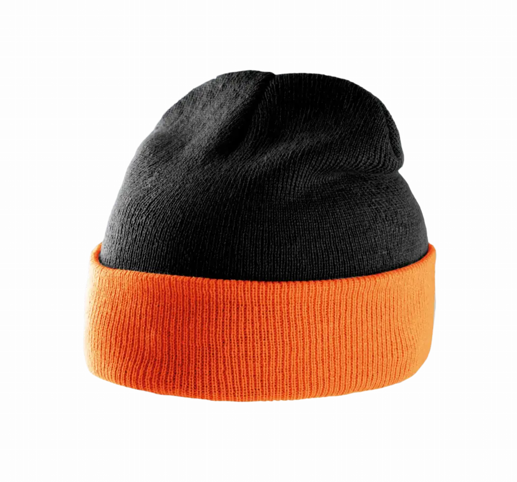 PS_KP514_BLACK-ORANGE - Hidalgo Tweekleurige Muts Met Omslag, black / orange — productfoto 5