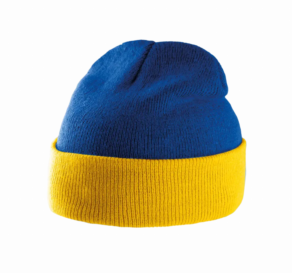 PS_KP514_ROYALBLUE-YELLOW - Hidalgo Tweekleurige Muts Met Omslag, royal blue / yellow — productfoto 11