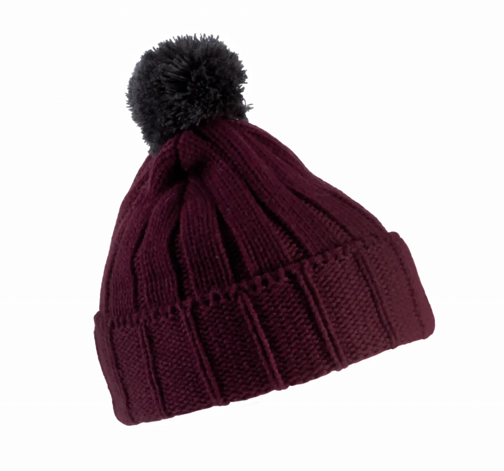 Pomponmuts met omslag, burgundy / dark grey — productfoto 6