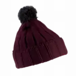Pomponmuts met omslag, burgundy / dark grey — productfoto 6