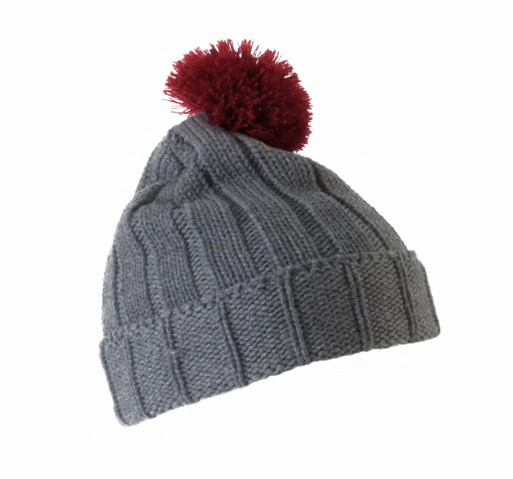 Pomponmuts met omslag, grey / burgundy — productfoto 7
