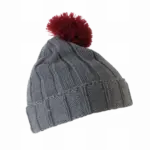 Pomponmuts met omslag, grey / burgundy — productfoto 7