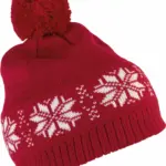 Gebreide kerstmuts met sterren, cherry red — productfoto 5